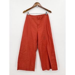 Esby Apparel Pants Women's 6 Orange Cotton Canvas Wide Leg High Rise Boho 70s